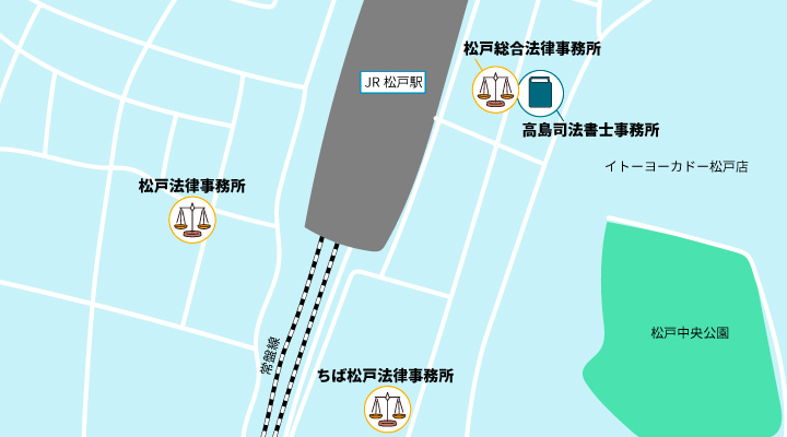 千葉県松戸市エリアにある債務整理におすすめの事務所マップ