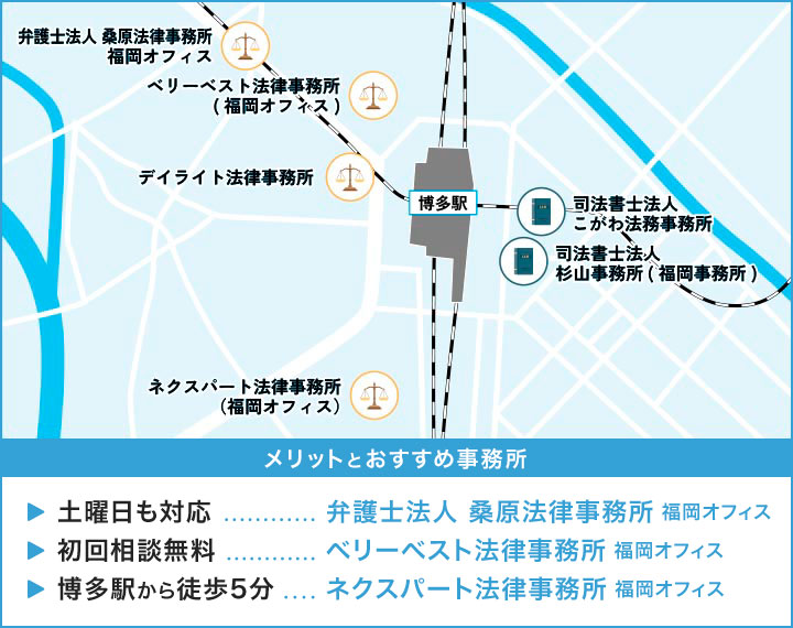 福岡県博多区エリアで債務整理におすすめの事務所のマップとメリット