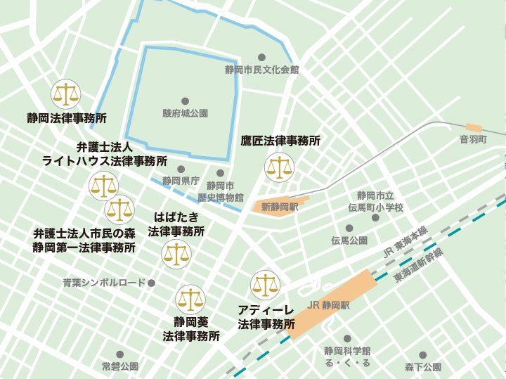 債務整理におすすめの静岡の弁護士・司法書士のマップ