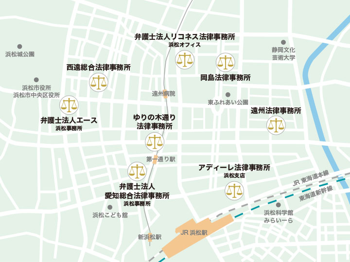 浜松市の債務整理に強い弁護士・司法書士のマップ