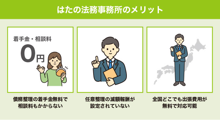 はたの法務事務所の債務整理の着手金に関するメリット